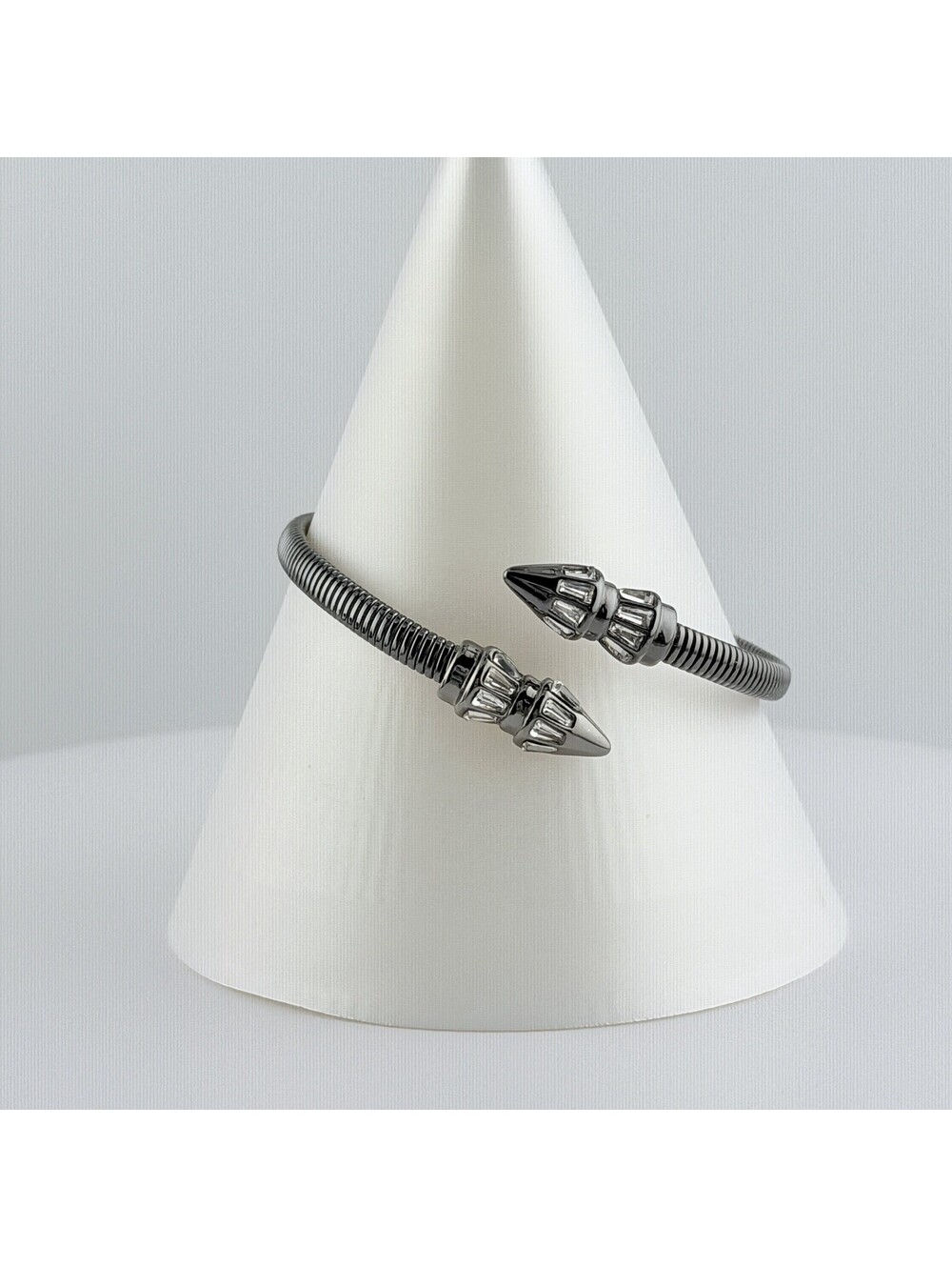 Bomb Party Individual Stacks Stretchy Cuff - Clear Cz on Hematite